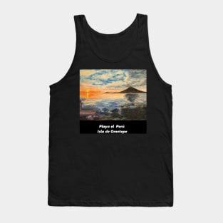 Playa el Peru Isla Ometepe Nicaragua Sunset Oil Painting Tank Top